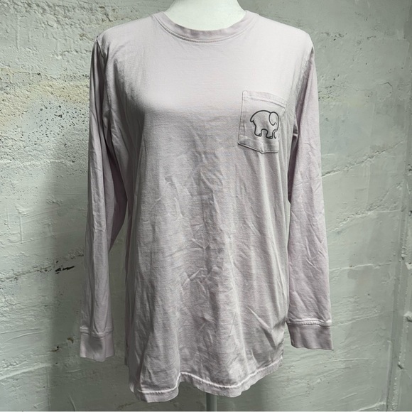 Ivory Ella long sleeve back logo tee light lavender color white elephant - Picture 1 of 7